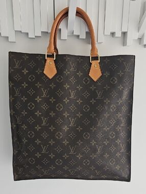 Louis Vuitton LV Hand Bag Sac Plat Brown Monogram Authentic